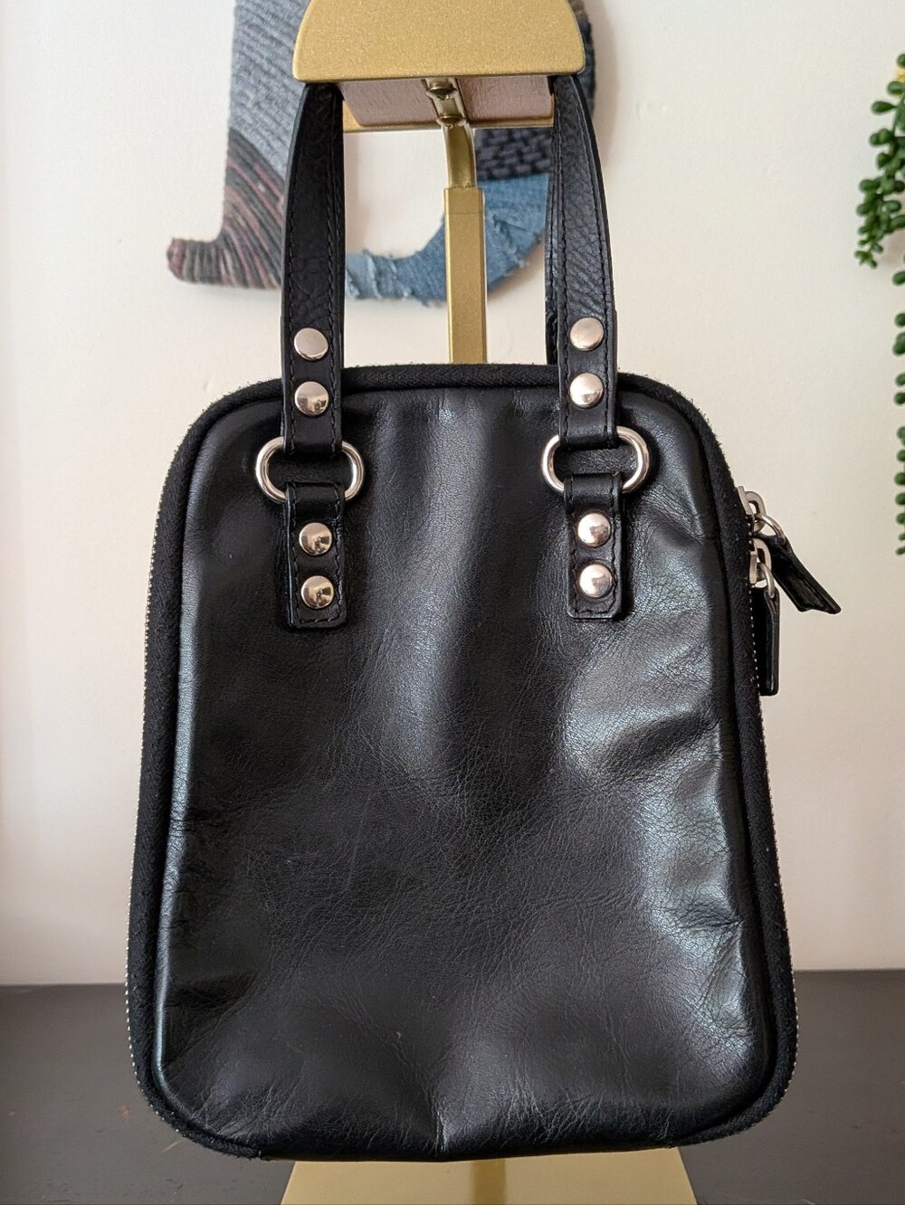 Sigerson Morrison Mini Black  Leather Studded Top-Handle Bag